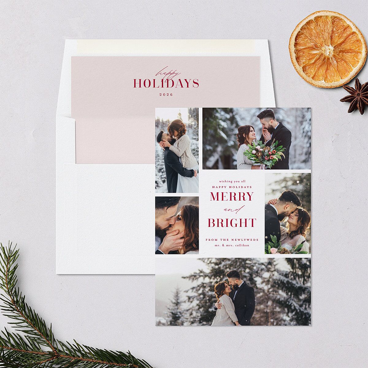 Portrait Gallery Holiday Holiday Cards Burgundy Signature Blank Standard Portrait