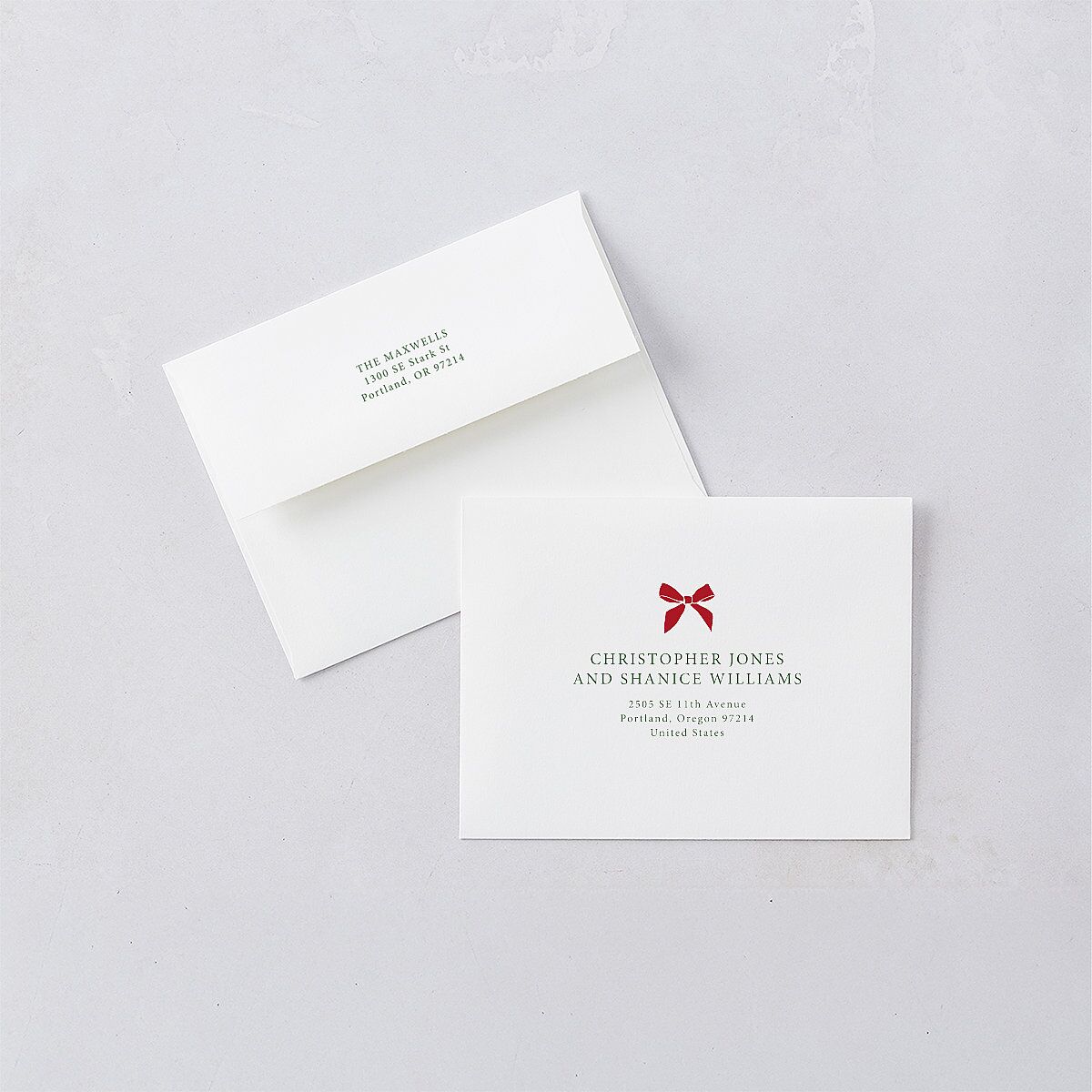Simple Frame Photo Accent Thank You Card Envelopes White Hunter Green Both Recipient and Return Addresses Signature Standard