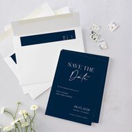 Modern Contrast Save The Date Cards Navy Signature smooth Blank No Standard
