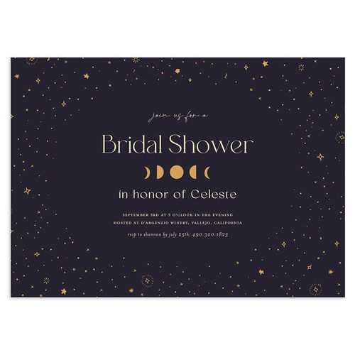 Celestial Galaxy Bridal Shower Invitations Dark Navy Signature Blank Standard
