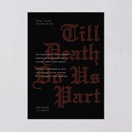 Editorial Gothic Till Death Wedding Invitations Charcoal Signature Blank No Standard