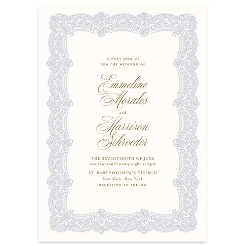 Elegant Lace Wedding Invitations Ice Blue Signature Blank No Standard