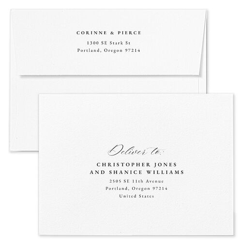 Minimal Icon Wedding Invitation Envelopes Kraft Medieval Grey Recipient Address Standard Signature