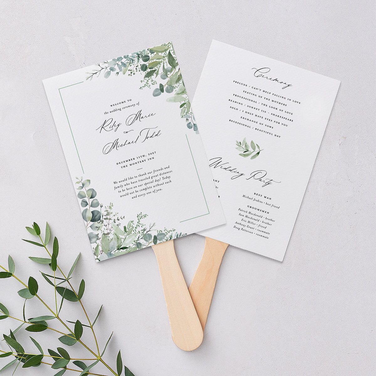 Gorgeous Greenery Fan Programs Pure White Signature Standard