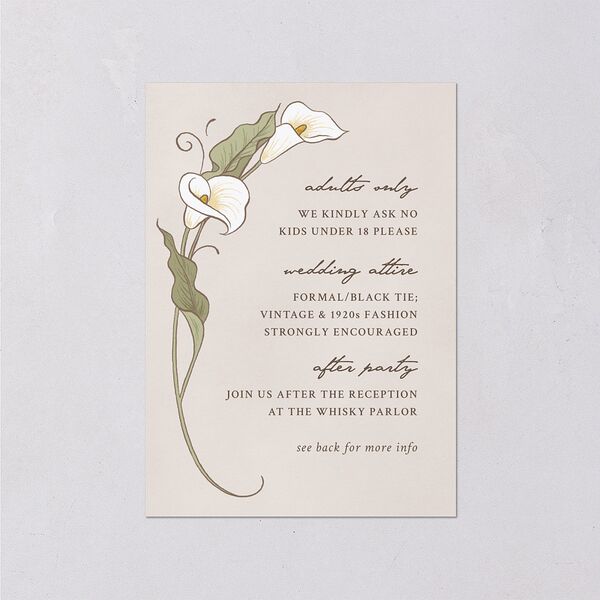 Calla Lily Nouveau Wedding Enclosure Cards Champagne Signature Standard