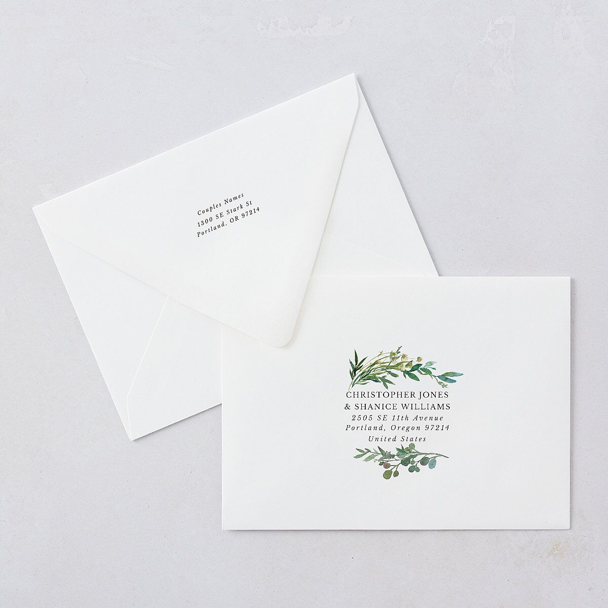 Leafy Hoops Wedding Invitation Euro Envelopes — view 3