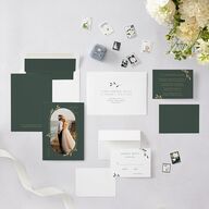 Gilded Sprigs Save The Date Cards Dark Emerald Signature smooth Blank No Standard