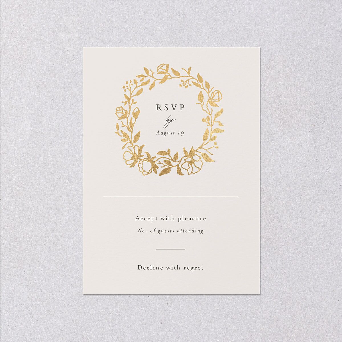Delicate Vines Wedding Response Cards Gold Hunter Green Signature