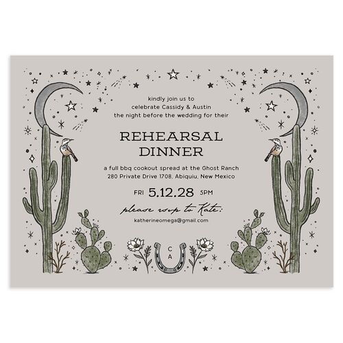 Southwestern Nouveau Rehearsal Dinner Invitations Licorice Signature Blank Standard