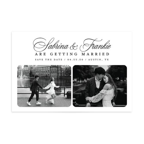 Modern Classic Picture Portrait Save the Date Postcards Pure White