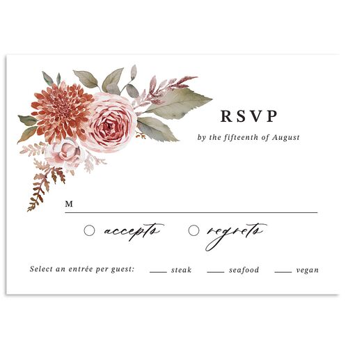 Elegant Botanical Autumn Floral Wedding Response Cards Charcoal Signature Standard