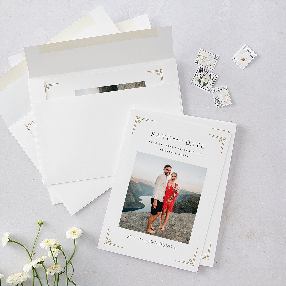 Church Cross Save The Date Cards Pure White Signature smooth Blank No Standard