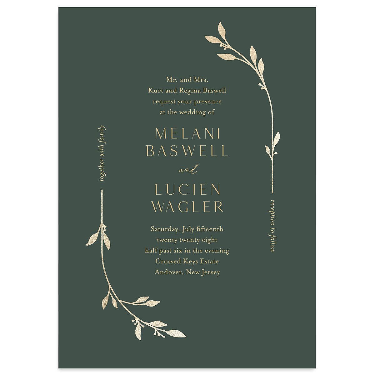 Gilded Sprigs Foil Wedding Invitations