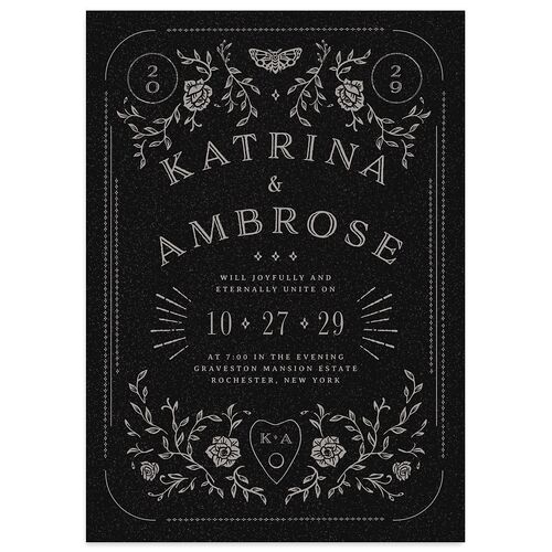 Skeleton Spirits Wedding Invitations Medieval Grey Signature Blank No Standard