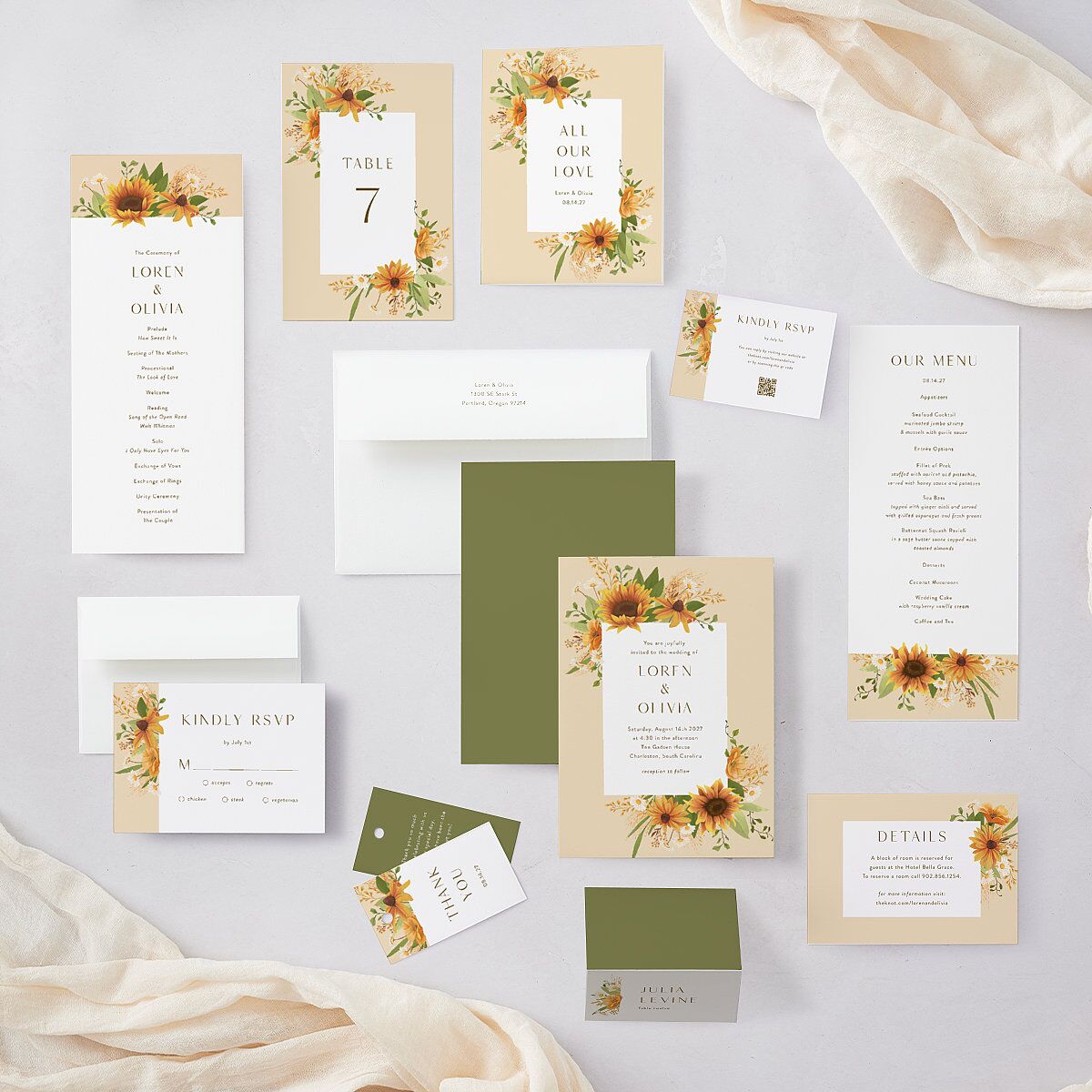 Sweet Sunflowers QR Code RSVP Cards Marigold Signature Standard