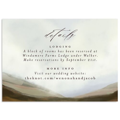 Western Valley Wedding Event Detail Cards Chocolate Signature Standard