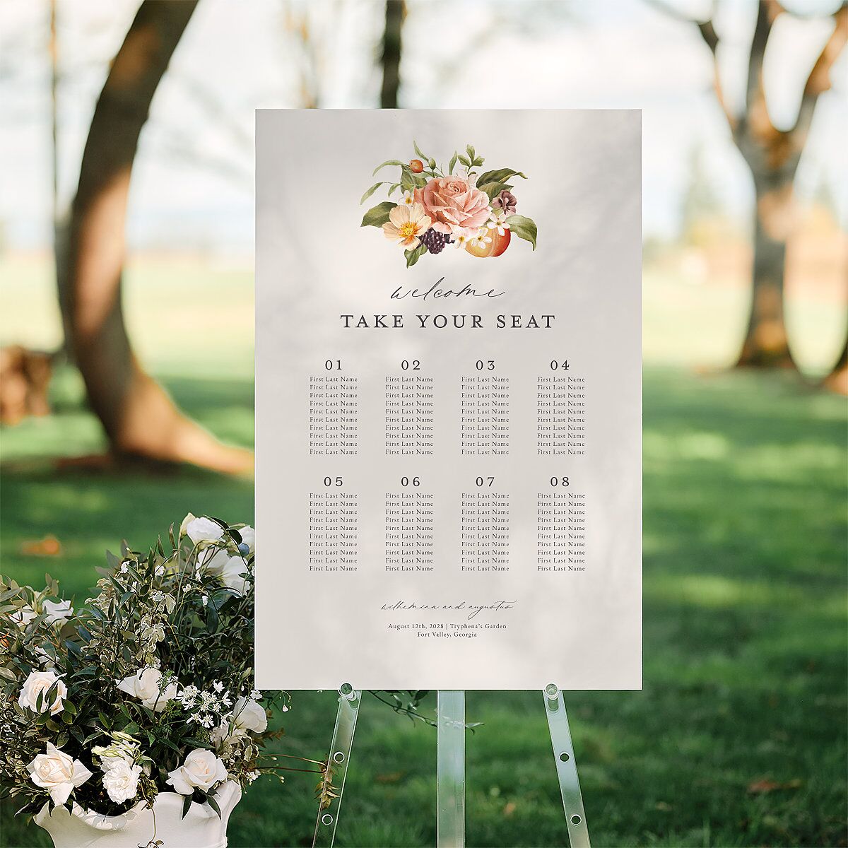 Botanical Citrus Garden Standard Seating Chart Large Rose Gold Standard Indoor Foam Core L Seating