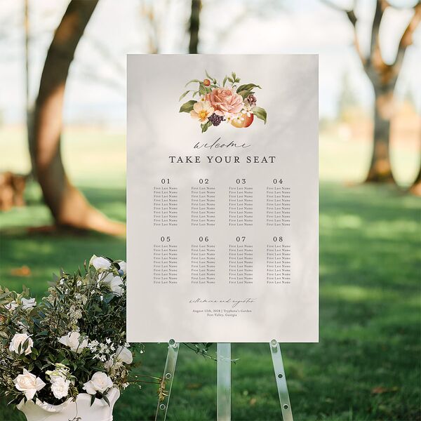 Botanical Citrus Garden Standard Seating Chart Large Rose Gold Standard Indoor Foam Core L Seating