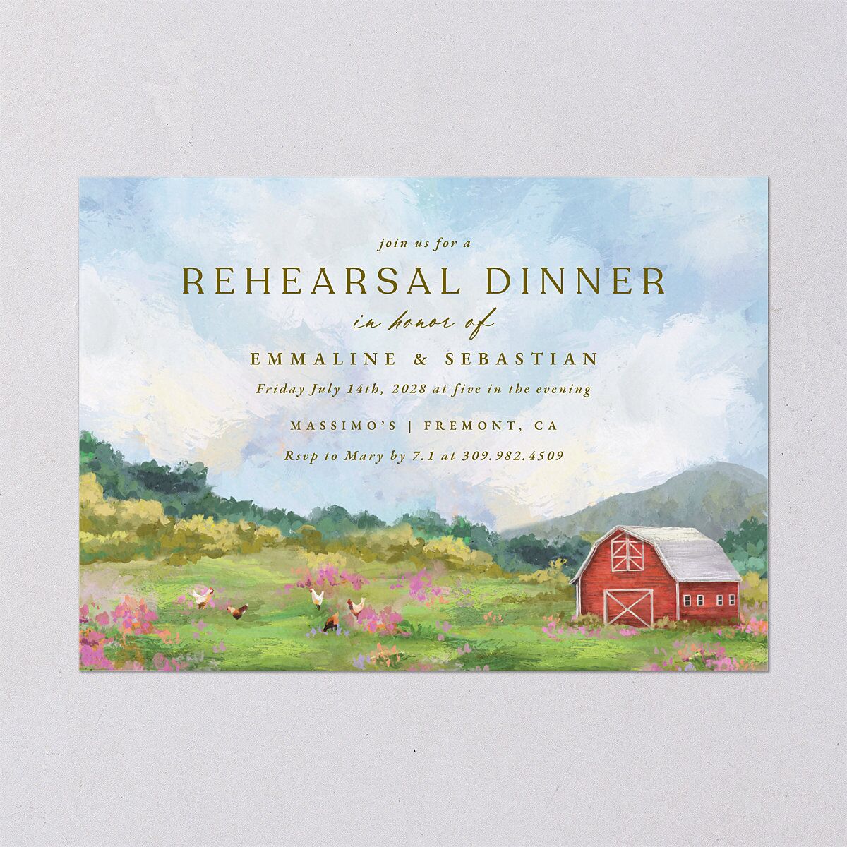Western Barn Rehearsal Dinner Invitations — view 2