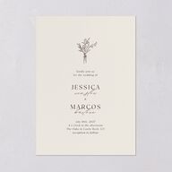 Simple Boho Flowers Wedding Invitations Champagne Signature Blank No Standard