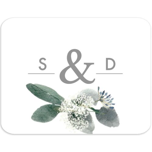 Elegant Greenery Wedding Stickers Pure White Rounded