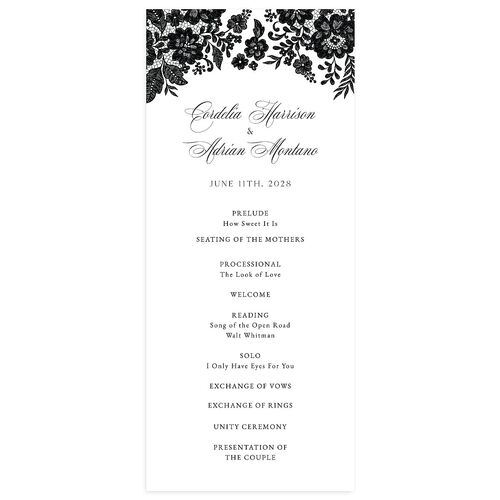 Ornate Lace Wedding Programs Midnight Signature