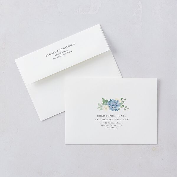 Elegant Hydrangea Save The Date Cards Dusty Blue Signature smooth Blank No Standard