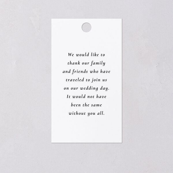 Black Tie Initial Favor Gift Tags Pure White Signature