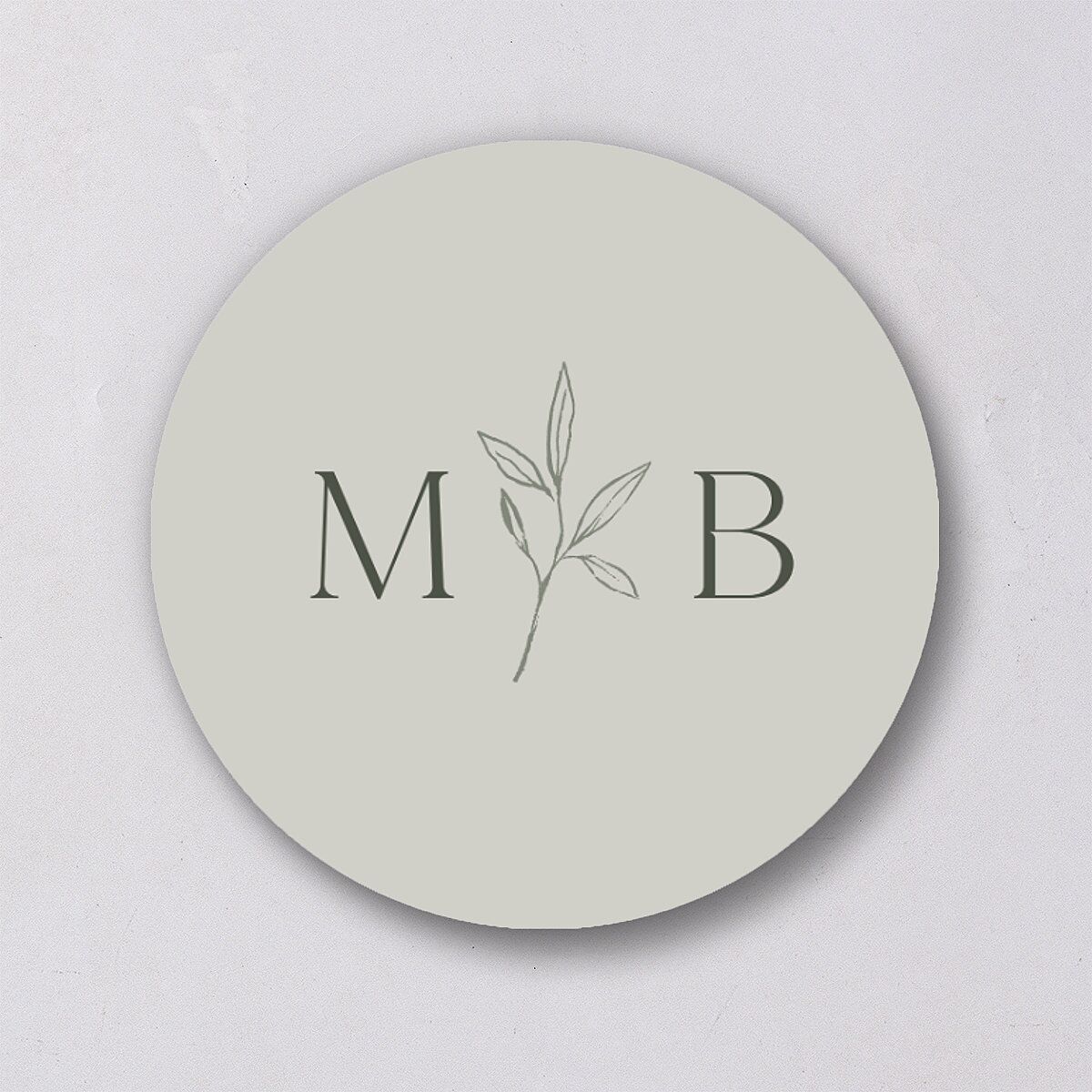 Botanical Accent Wedding Stickers Hunter Green Circle