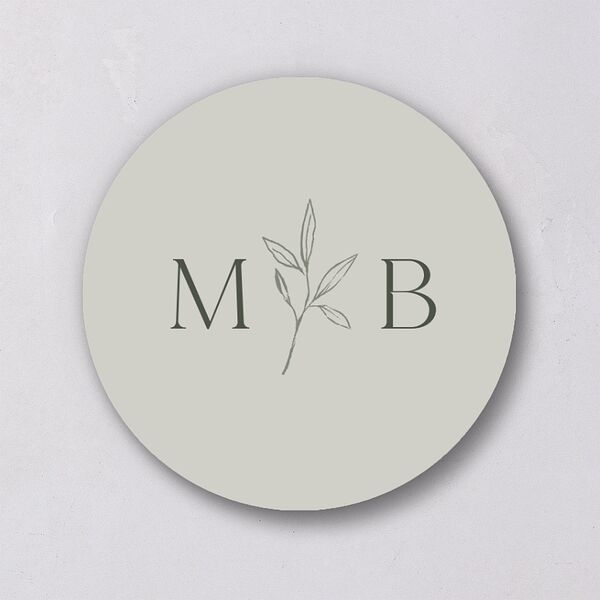 Botanical Accent Wedding Stickers Hunter Green Circle