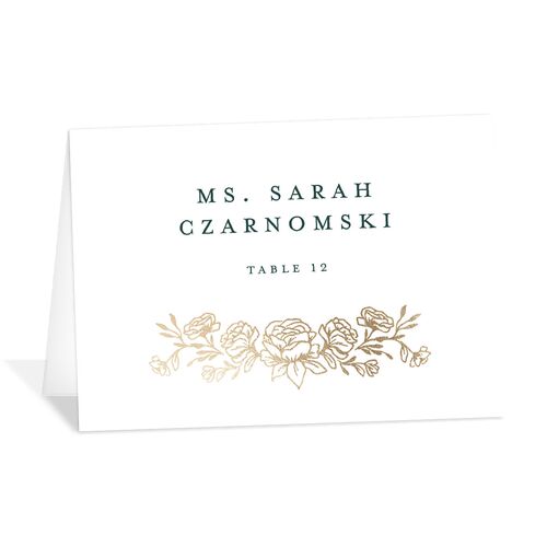 Rose Garden Crest Place Cards by Bridgerton Gold Dark Emerald Signature