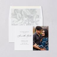 Timeless Script Save The Date Cards Medieval Grey Signature smooth Blank No Standard