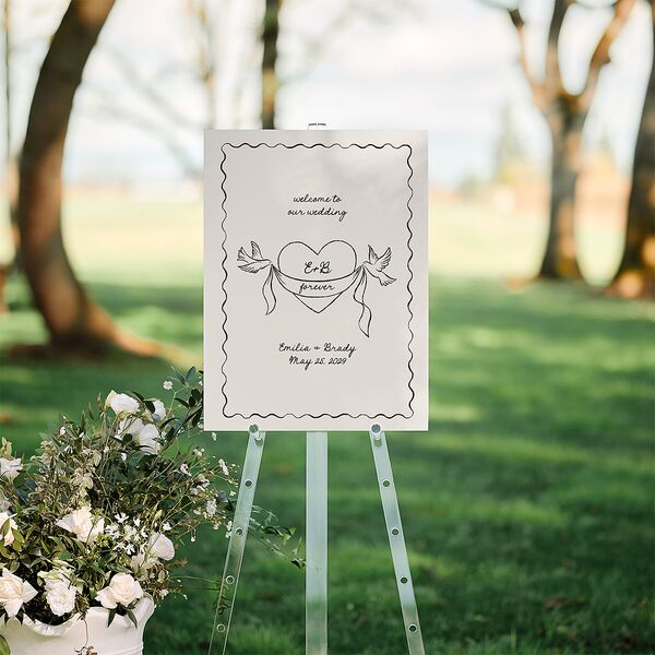 Vintage Lovebird Banner Standard Welcome Sign Medium Linen Standard Indoor Foam Core M Welcome