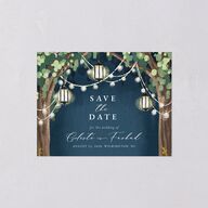 Illuminated Trees Save the Date Petite Cards Moody Blue Signature smooth Blank No Standard