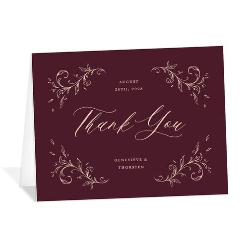 Dark Vintage Fantasy Thank You Cards Merlot