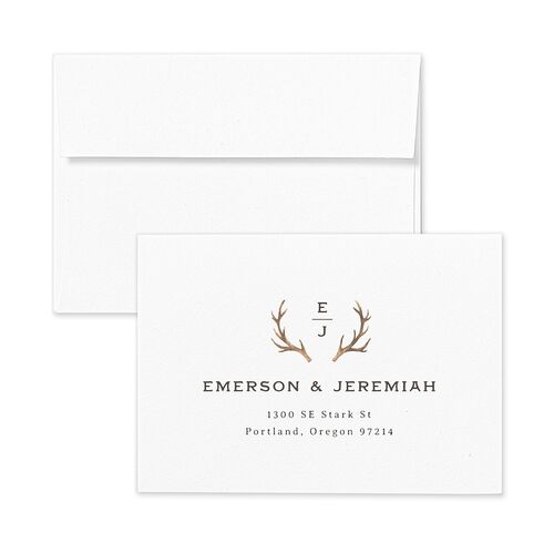 Antler Monogram Mountain Response Card Envelopes Forest White Return Address Signature Standard