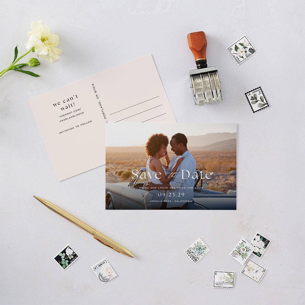 Desert Cactus Save the Date Postcards Peach Fuzz Postcard