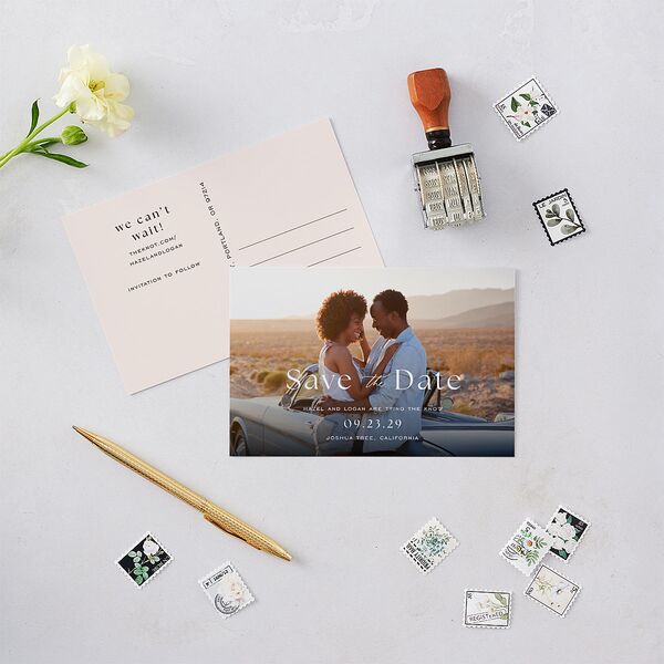 Desert Cactus Save the Date Postcards Peach Fuzz Postcard