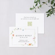 Classic Wildflower Frame QR Code RSVP Cards Amethyst Signature Standard