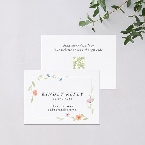 Classic Wildflower Frame QR Code RSVP Cards Amethyst Signature Standard