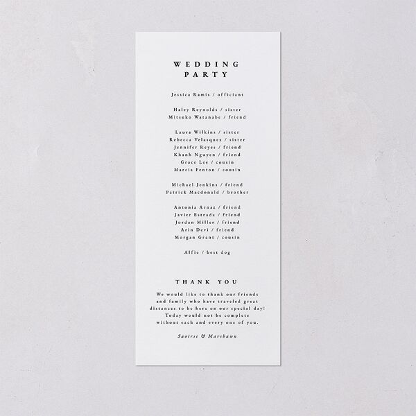 Dainty Frame Wedding Programs Pure White Signature