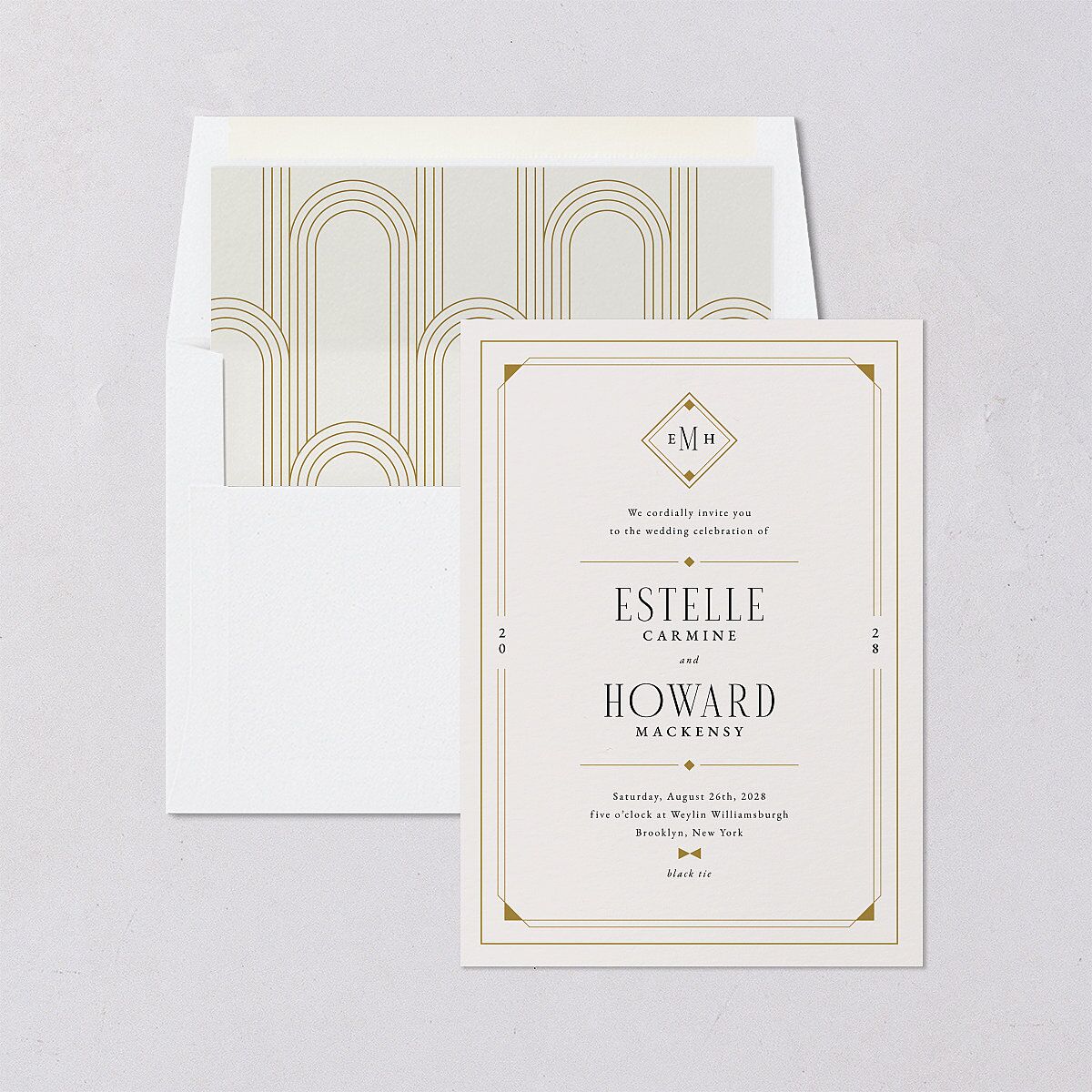 Old Hollywood Glam Envelope Liners Champagne Standard