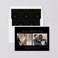 Elegant Grid Save the Date Cards Licorice Signature smooth Blank No Standard