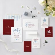 Whimsical Retro Cartoon Wedding Invitations Baby Blue Signature Blank No Standard