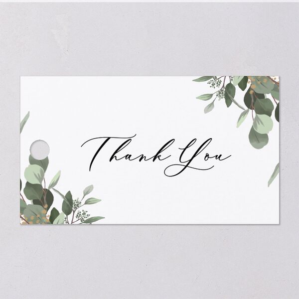 Eucalyptus Frame Favor Gift Tags No Foil Pure White Signature