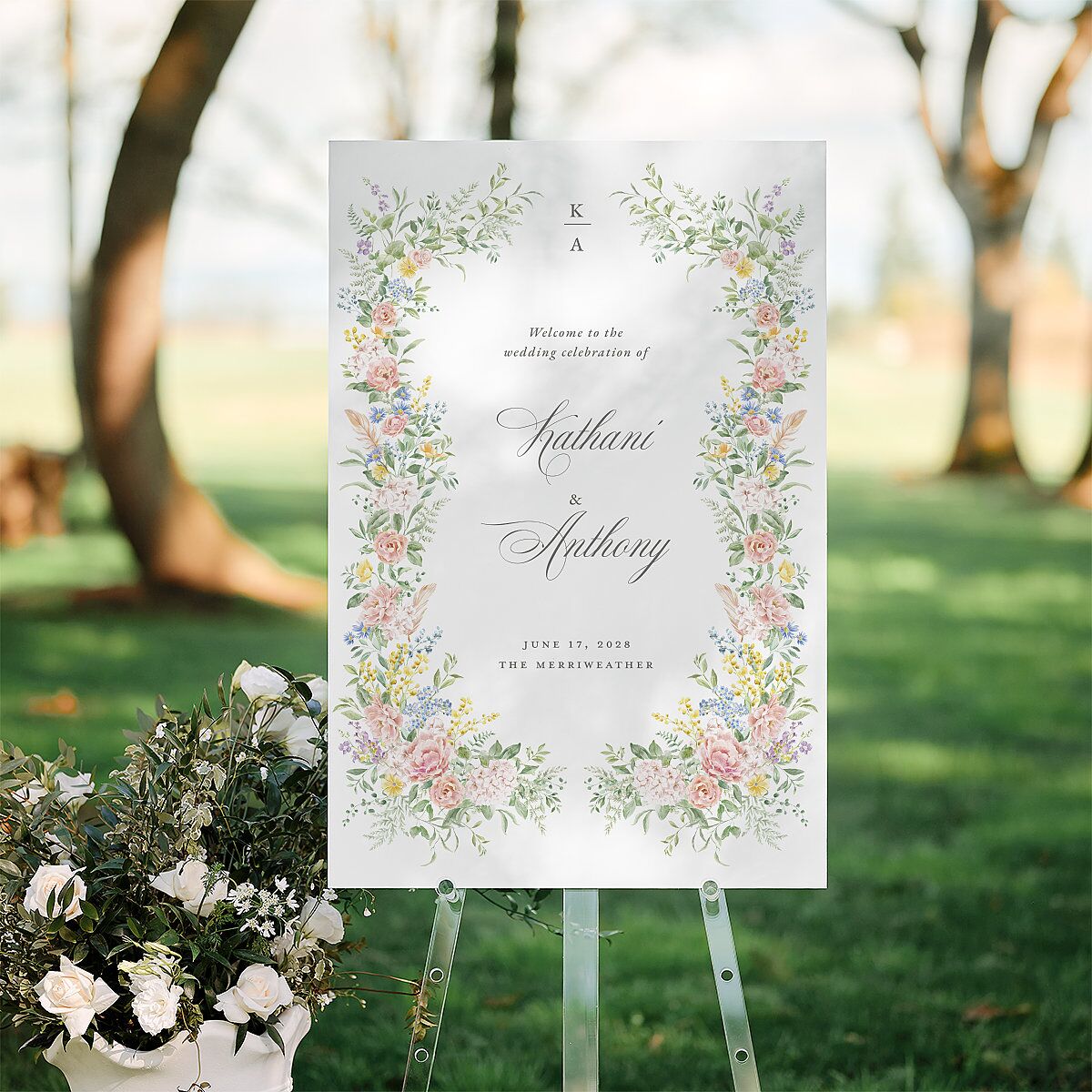 Glamorous Regency Garden Standard Welcome Sign Large by Bridgerton Sage Standard Indoor Foam Core L Welcome