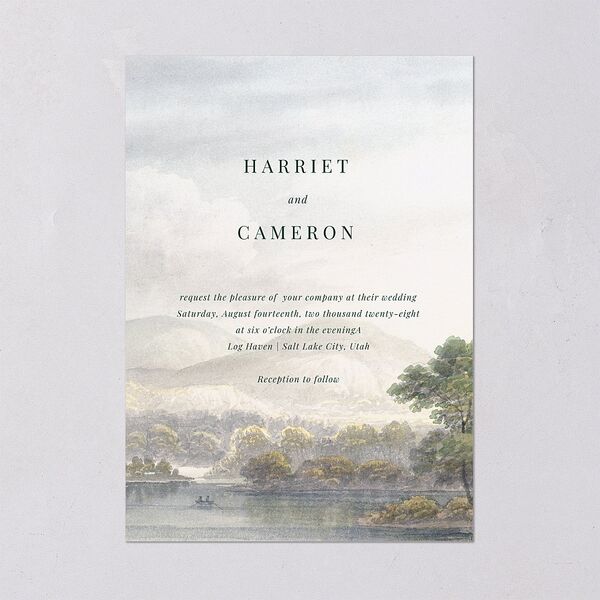Vintage Landscape Wedding Invitations Dark Green Signature Blank No Standard