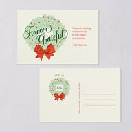 Vintage Holiday Wreath Thank You Postcards Hunter Green