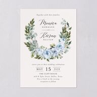 Romantic Laurel Wedding Invitations Dusty Blue Signature Blank No Standard
