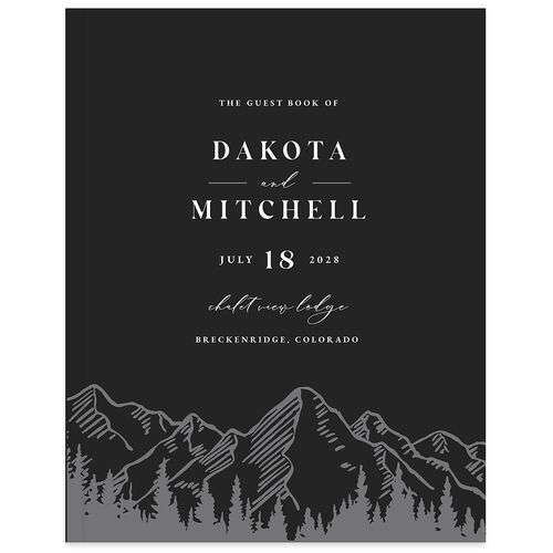 Mountain Escape Wedding Guest Book Charcoal